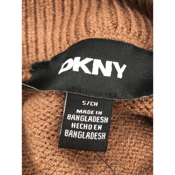 DKNY Sweater Womens Size Small Brown Black Striped 1/4 Zip Long Sleeve Ladies - Picture 8 of 9